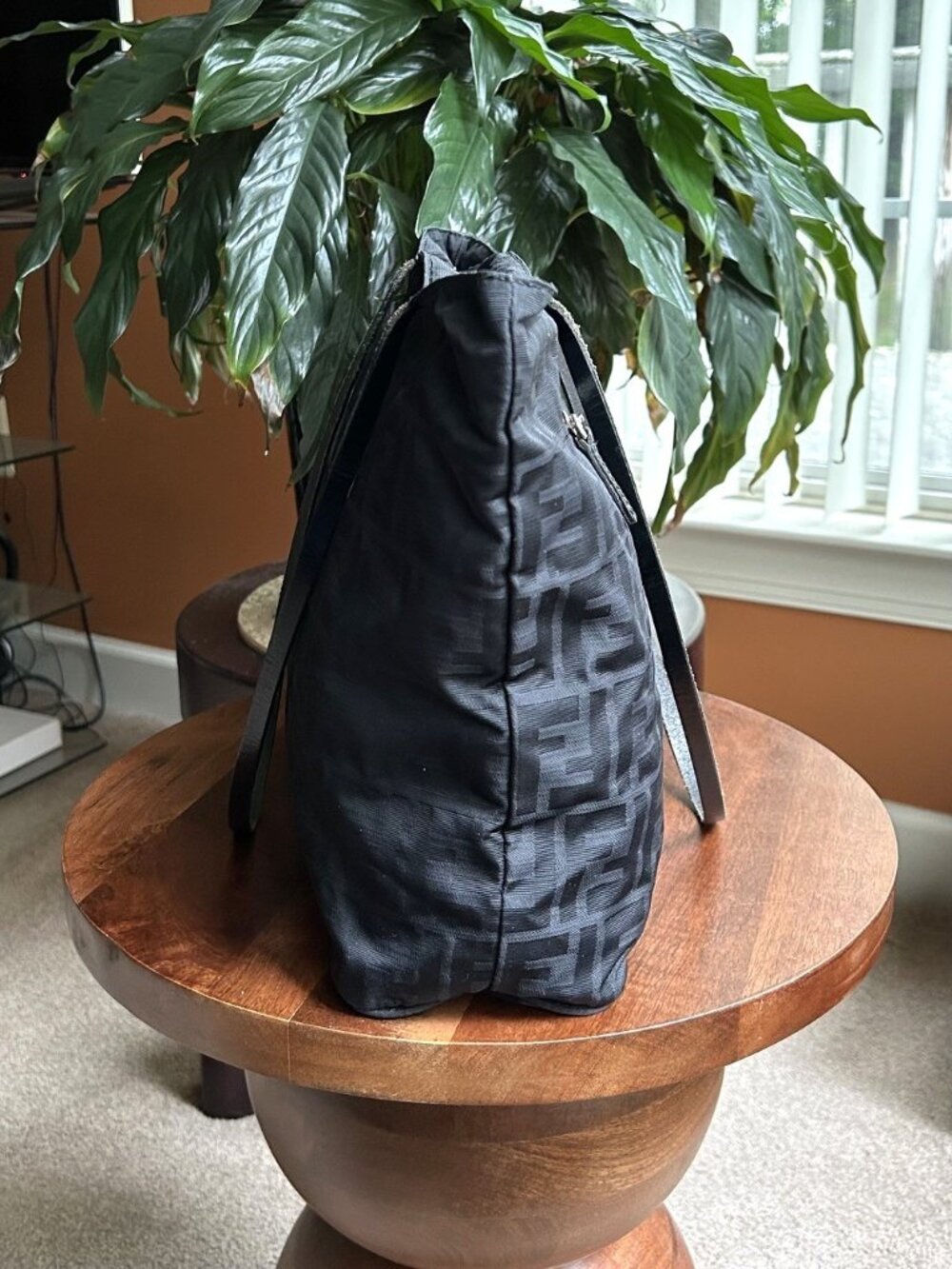 FENDI FF Canvas Tote Bag, Black - Picture 5 of 11